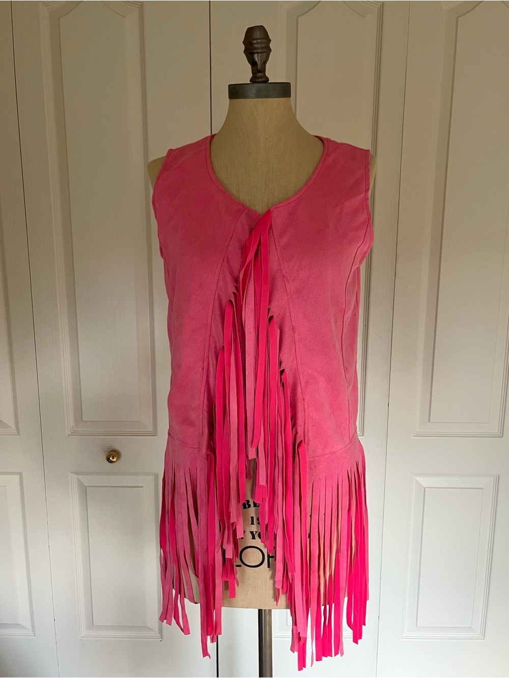 Fringed Sleeveless Vest - Bright Pink